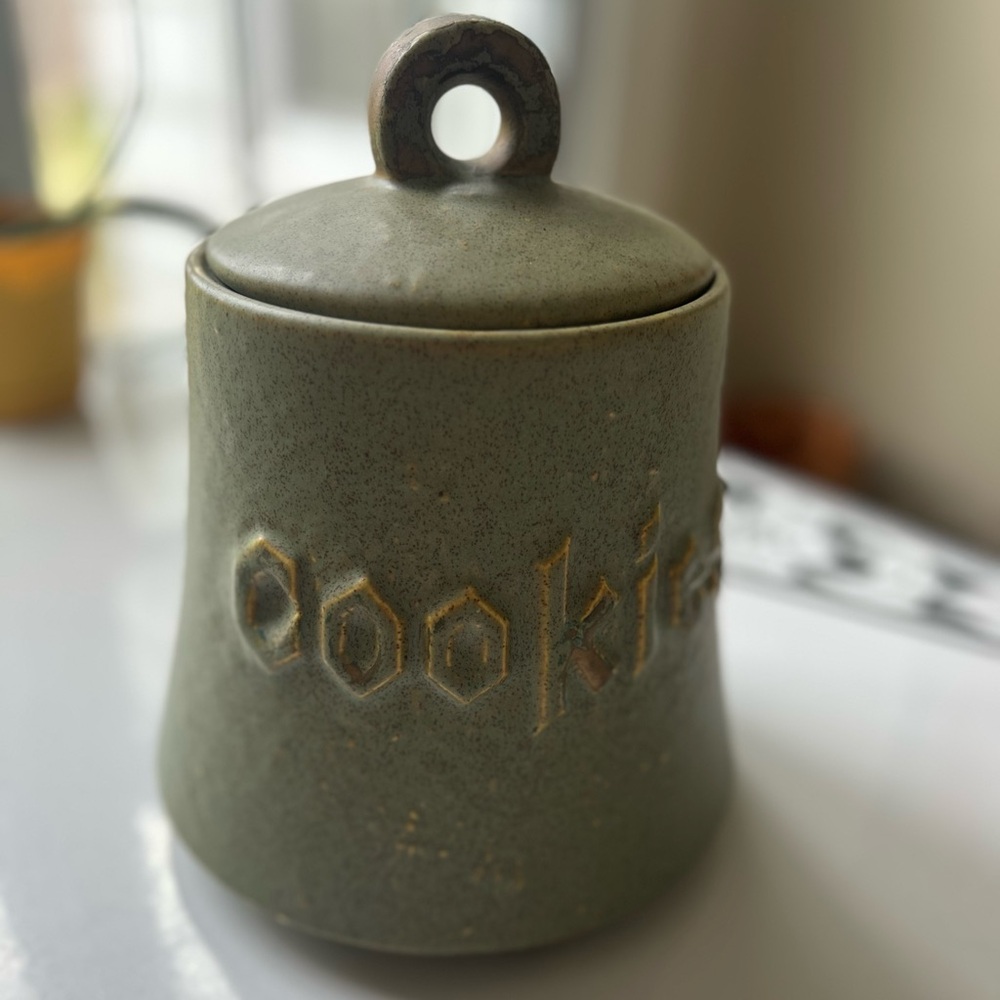 Vintage Authentic McCoy Pottery Bell-Shaped Cookie Jar with Gold Lettering